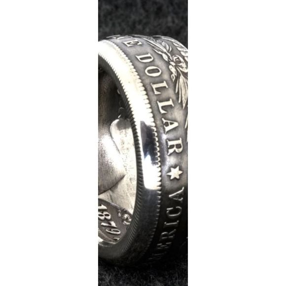 Morgan silver dollar ring silver filled thick size 7-13 unisex - Picture 6 of 6